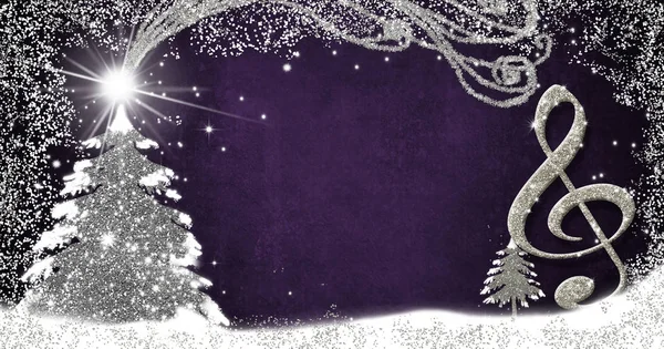 크리스마스 음악 카드. 가문비나무와 가문비나무 — 스톡 사진