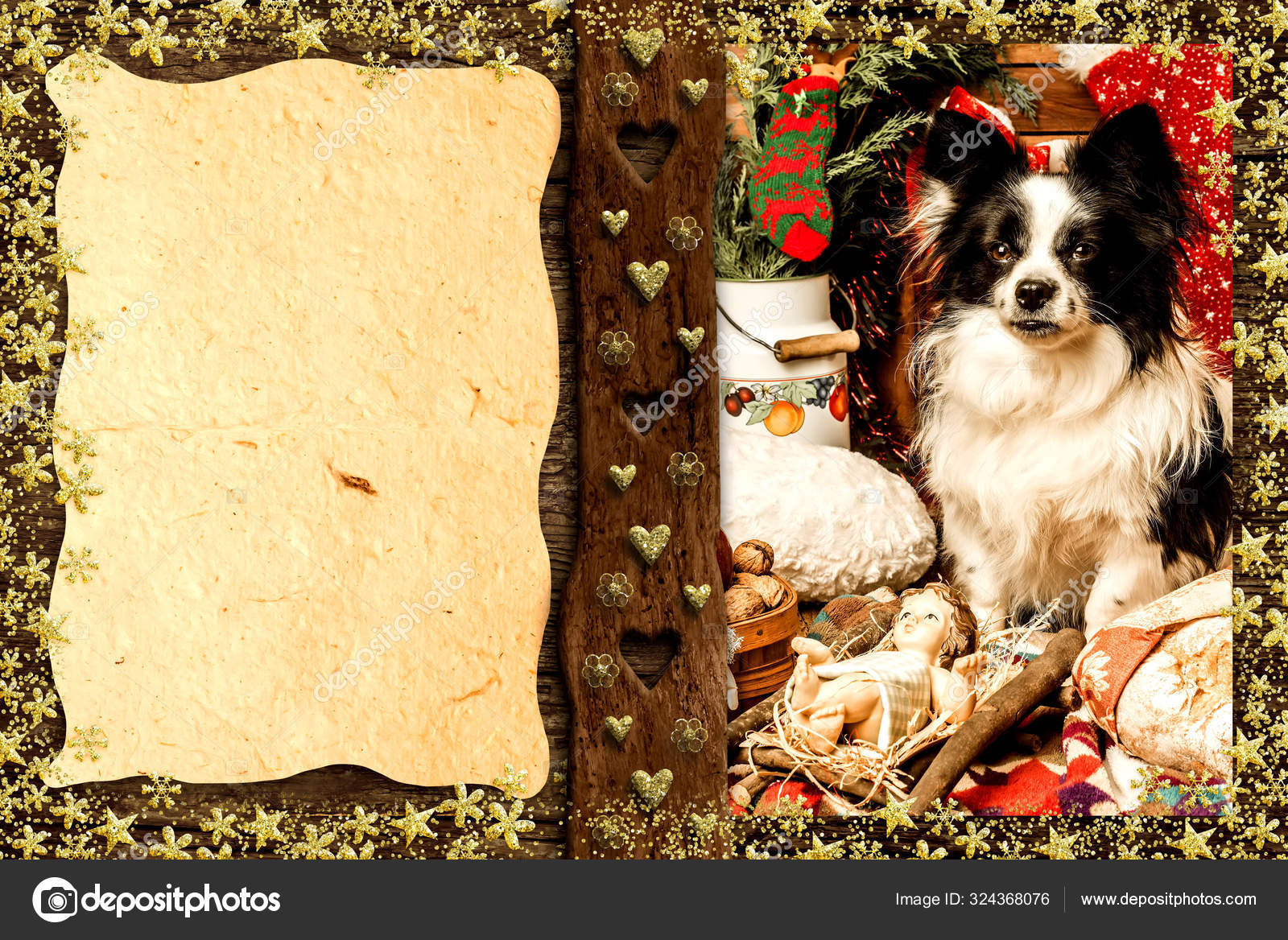 Christmas Template Baby Jesus And Dog Stock Photo C Risia