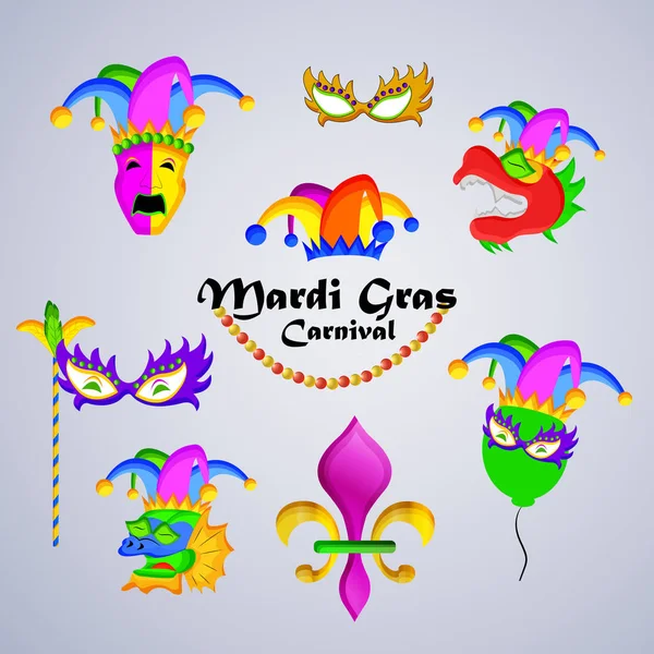 Illustration des éléments pour Mardi Gras — Image vectorielle