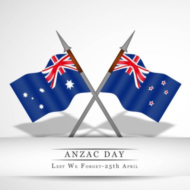 Illustration of Australia and New Zealand Flags for Anzac Day clipart