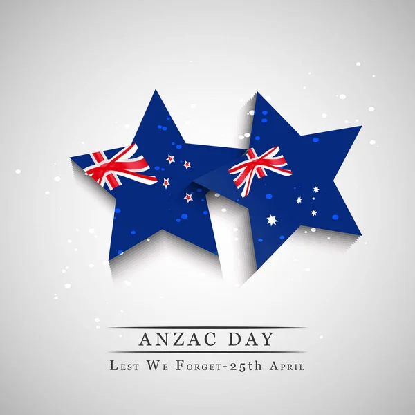Illustration of New Zealand and Australia Flags for Anzac Day — Stock Vector