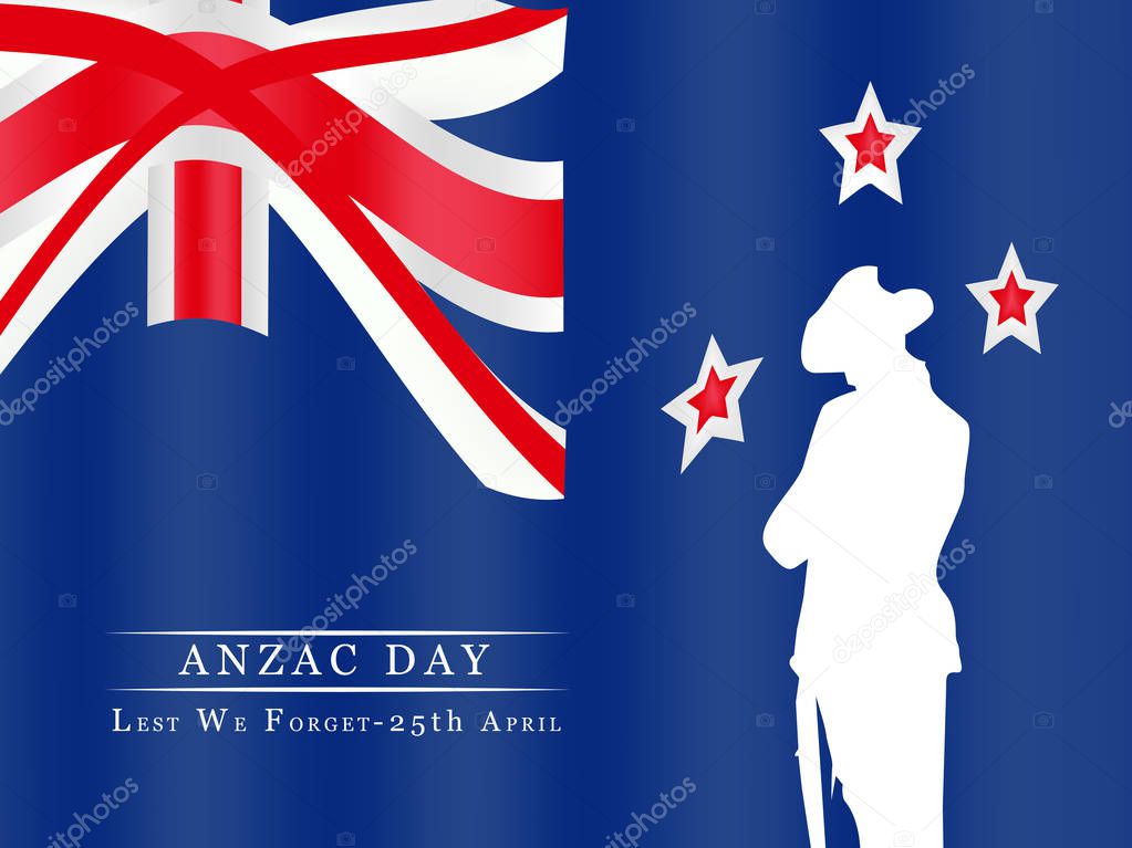 Illustration of New Zealand Flags for Anzac Day