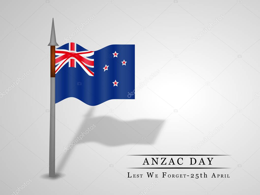 Illustration of New Zealand Flags for Anzac Day