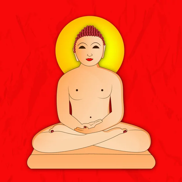 Ilustración de Lord Mahavira para Mahavir Jayanti — Vector de stock