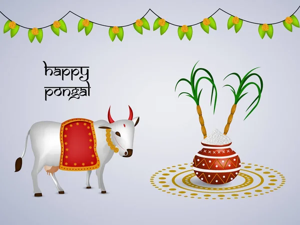 Illustration Des Indischen Festivals Pongal Hintergrund — Stockvektor
