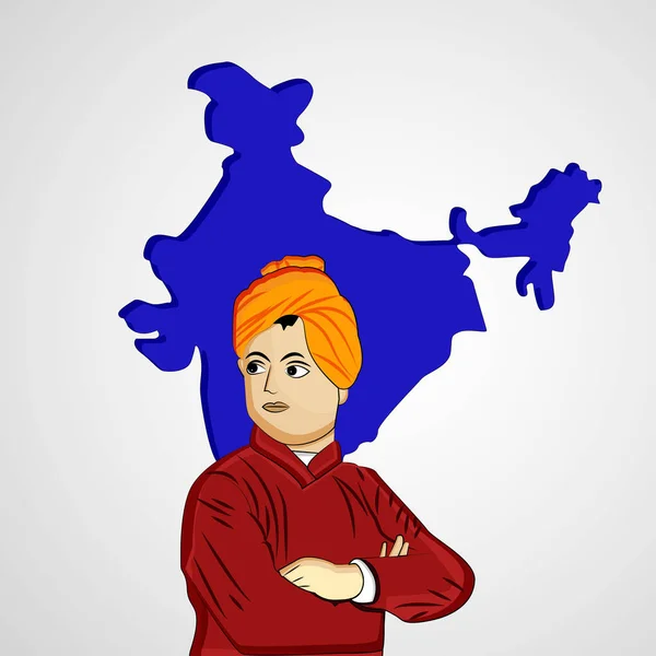 Illustration Swami Vivekanand Jayanti Bakgrund — Stock vektor