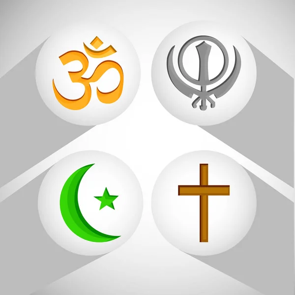 Ilustração de diferentes Religião e Símbolo de fundo — Vetor de Stock