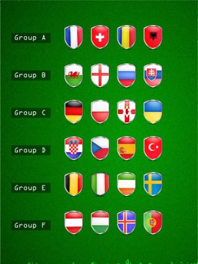 Futbol turnuva katılan farklı ülke bayrağı çizimi