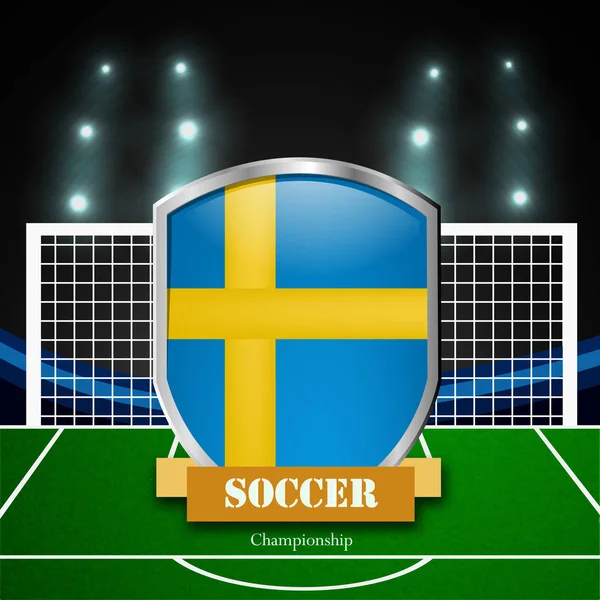 Illustration Der Schwedischen Flagge Die Fußballturnier Teilnimmt — Stockvektor