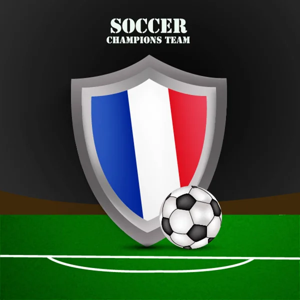 Illustration des Hintergrundes mit der französischen Flagge auf dem Schild, das an einem Fußballturnier teilnimmt — Stockvektor