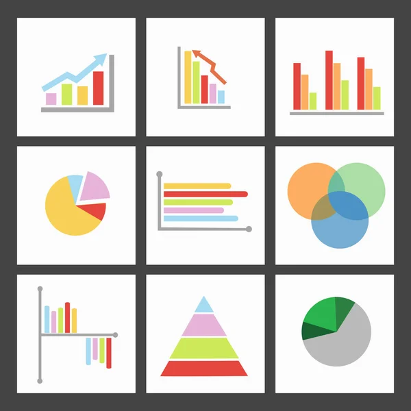 Ilustração de gráficos de negócios e gráficos de pizza —  Vetores de Stock
