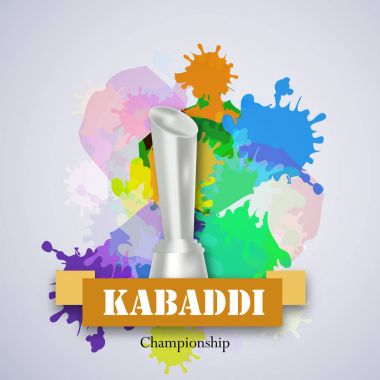 Tropy spor kabaddi için renkli splash arka plan üzerinde gösterimi
