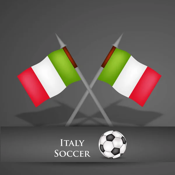 Illustrazione di sfondo con pallone da calcio e Bandiera Italia — Vettoriale Stock