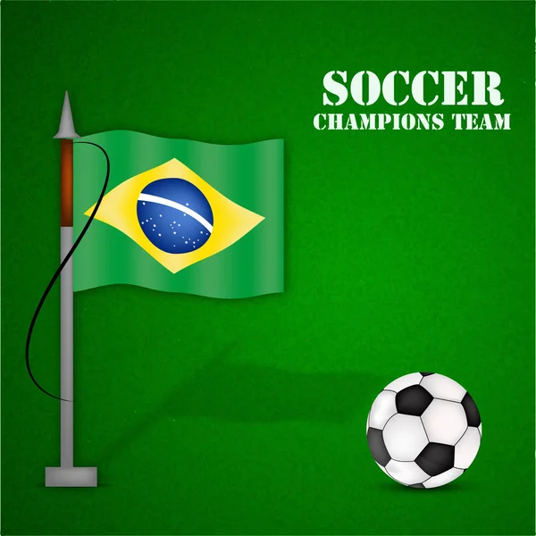 Abbildung des Fußballs mit brasilianischer Flagge — Stockvektor
