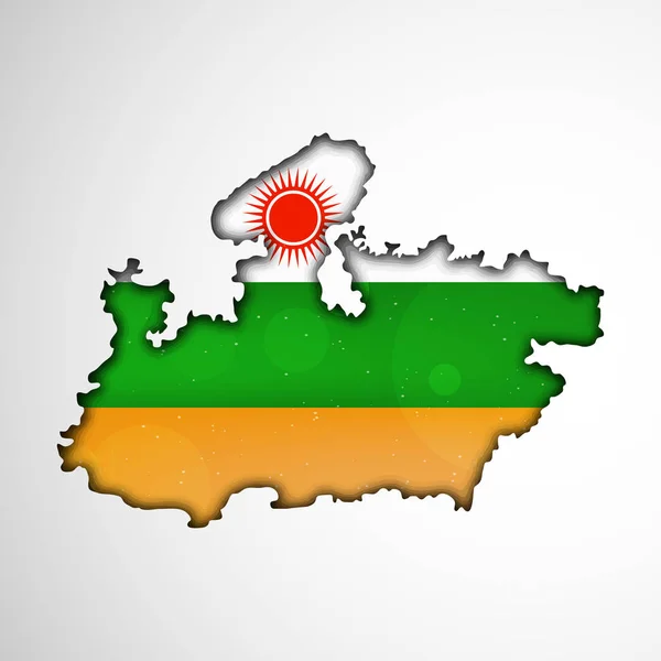 Ilustración del estado indio Madhya Pradesh bandera con mapa — Vector de stock