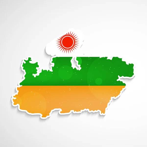 Ilustración del estado indio Madhya Pradesh bandera con mapa — Vector de stock