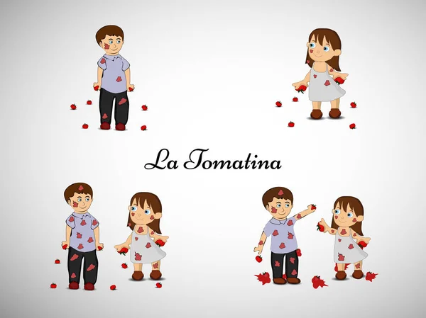 Illustration des Festivals la tomatina im spanischen Hintergrund — Stockvektor