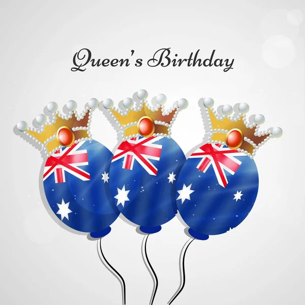 Ilustración de elementos para el fondo de cumpleaños de Australia Queen — Vector de stock