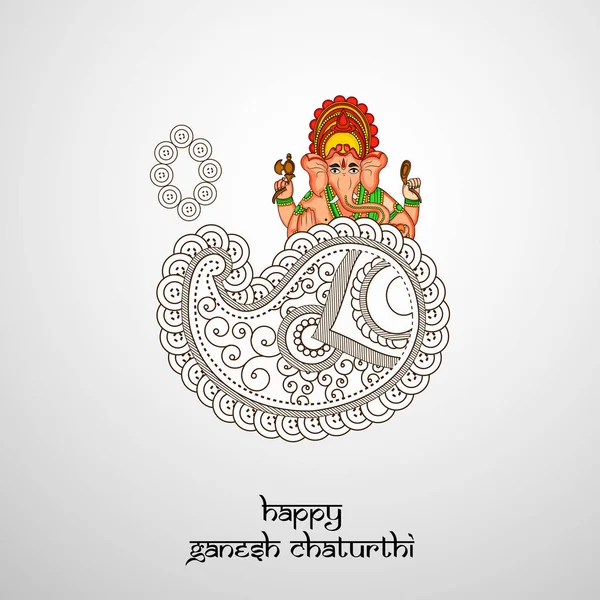 Illustrazione di Lord Ganesha per il festival indù Ganesh Chaturthi celebrato in India — Vettoriale Stock