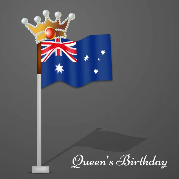 Ilustración del fondo del cumpleaños de la reina de Australia — Vector de stock