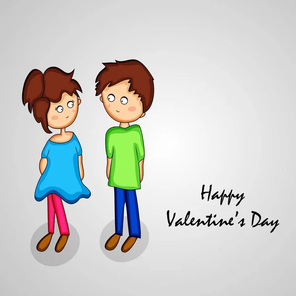 Ilustración Niña Niño Para Día San Valentín — Vector de stock