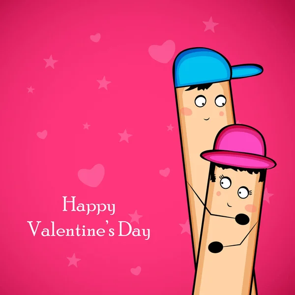 Illustration Cute Fingers Valentine Day — Stock Vector