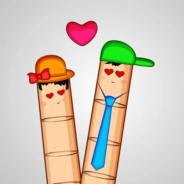 Illustration Von Süßen Fingern Zum Valentinstag — Stockvektor