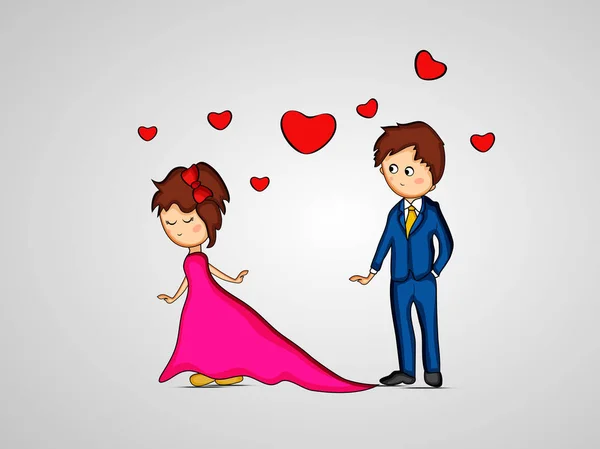 Illustration Fille Garçon Tenant Autre Jour Saint Valentin — Image vectorielle