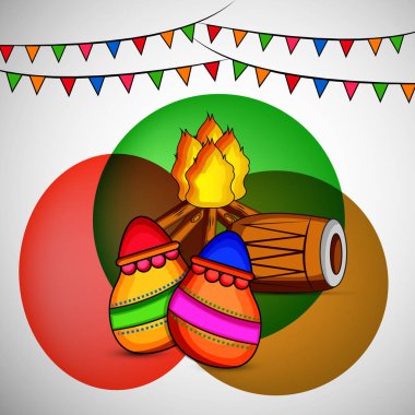 Hindu festival Holi için öğeleri gösteren resim