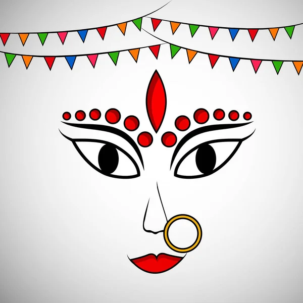 ヒンディー語祭ナヴラトリの機会のための女神ドゥルガーの図 — ストックベクタ
