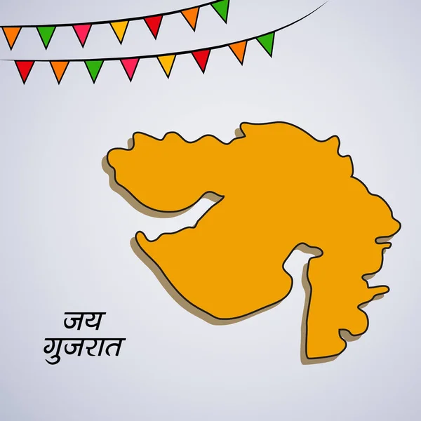 Illustratie Van Indiase Staat Gujarat Kaart Met Hindi Tekst Jai — Stockvector