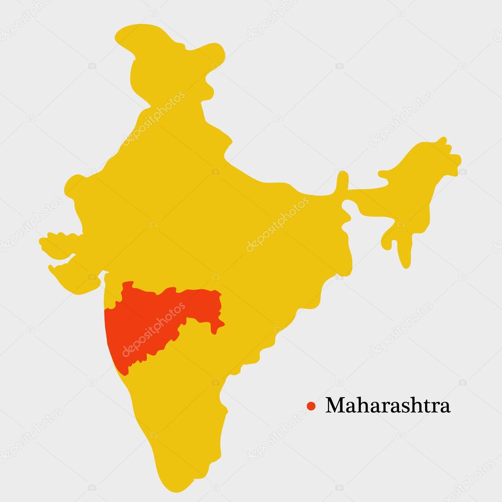 Illustration of India map showing Indian State Maharashtra with Hindi text Jai Maharashtra meaning long live Maharashtra 