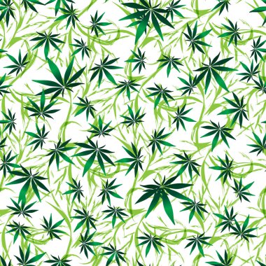 Kaotik reggae desenli kenevir ve tropikal yapraklar beyaz arka plana kağıt mendil sarmak için birebirdir.