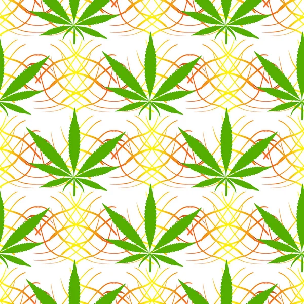 Hemp Reggae Seamless Pattern Great Wrapping Tissue Paper Leaves Mesh — 图库矢量图片