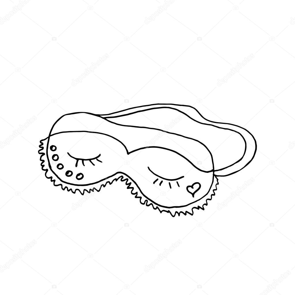 hand-drawn mask for sleeping icon isolated on white background good night eye accessories