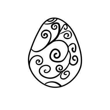Boyama kitabı için Paskalya yumurtası vektörü karalama yıldız desenleri çizimi izole edildi