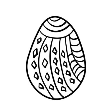 Boyama kitabı için Paskalya yumurtası vektörü karalama yıldız desenleri çizimi izole edildi