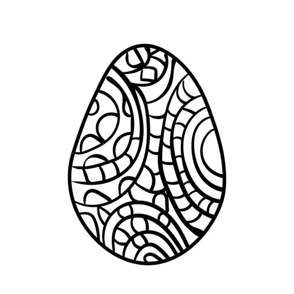 Vector de huevo de Pascua para colorear libro garabato estrellas patrón ilustración aislado — Archivo Imágenes Vectoriales