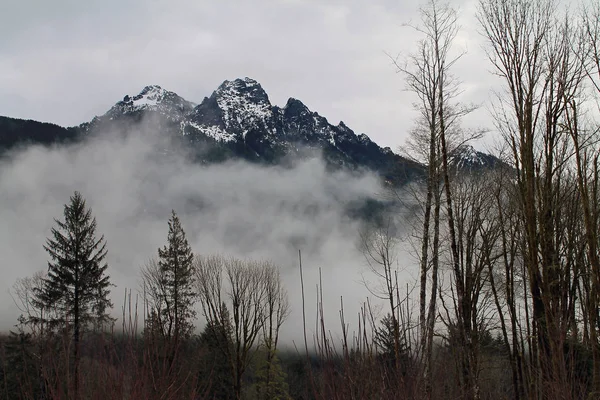 Craggy Snowy Mountain Peaks no inverno — Fotografia de Stock