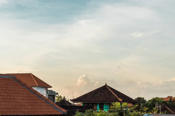 Balinese landscape village at sunset time. Bali, Indonesia. — Stock Photo, Image