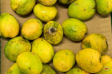 Taze organik mango tropikal Bali Adası, Endonezya'nın pazarda.