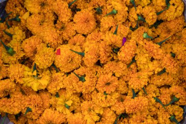 Canang sari çiçek arka plan, geleneksel bali pazarı, Bali, Endonezya.