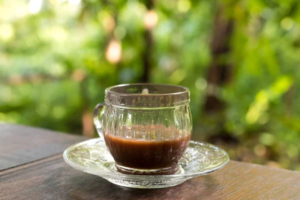 태양 조명 커피 나무의 흐리게 농장에 커피 한잔. 열 대 발리 섬, 인도네시아입니다. 본격적인 발리 커피. — 스톡 사진