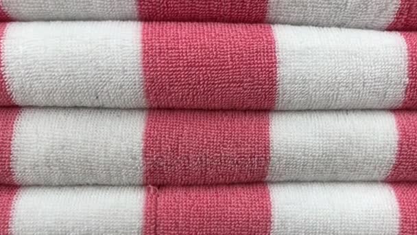 Close up of colorful towels in the store of shopping mall, Bali. Many towels. — Stock Video