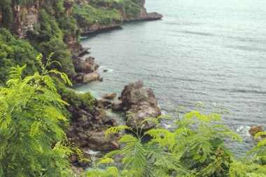 Tropikal peyzaj. Bali Adası, Endonezya. Aero atış Beach.