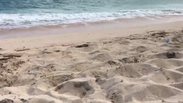 Playa paradisíaca tropical en un día soleado. Movimiento suave. 4K. Isla de Bali, Indonesia . — Vídeos de Stock