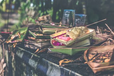 Tanrılar canang geleneksel balinese teklif. Bali Adası.