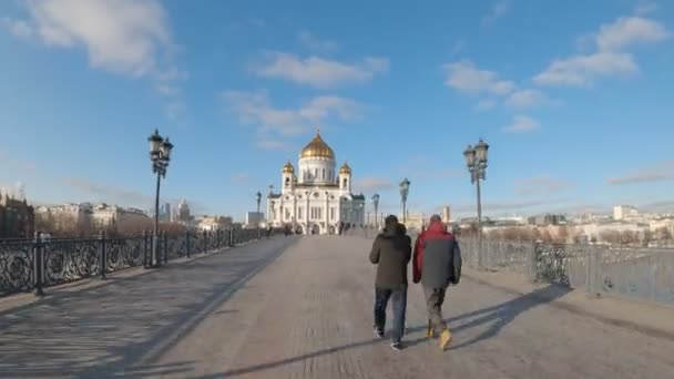 モスクワ、ロシア- 12月1 、 2019:救世主キリストの大聖堂のハイパーラプス、プレーンビデオ、編集の準備ができて. — ストック動画