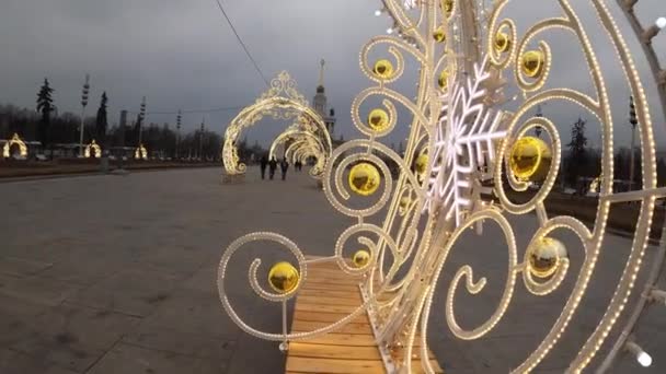 러시아 모스크바 - 2019 년 11 월 27 일: 공원 vdnkh. 색 수정 없이. — 비디오