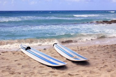 Surfboards at beach clipart